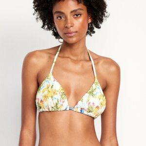 NWT Textured Triangle String Bikini Swim Top in Sailboat print - size XS